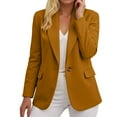 thumbnail image 2 of felwors Women's Single Button Suit Autumn Long Sleeved Solid Color Small Suit Jacket Yellow, XXL, 2 of 6