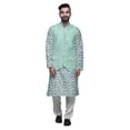thumbnail image 1 of Atasi Printed Kurta Pajama Jacket Set Mandarin Collar Traditional Ethnic Shirt, 1 of 5