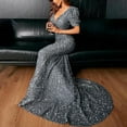 thumbnail image 7 of Oplxuo Women's Sequins Formal Evening Dress, Elegant Puff Sleeve Sparkly Mermaid Maxi Gown Gatsby Party Dresses, 7 of 7