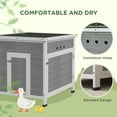 thumbnail image 4 of PawHut Duck Coop, Wooden Duck House with Openable Roof, Removable Floor, Double Doors, Ramp, for 2-4 Ducks, Geese, Rabbits, Chickens, 25" x 32" x 30", 4 of 9