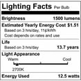 thumbnail image 2 of Satco 12.5w LED Bulb A19 Clear Finish 2700K 90 CRI 120 Volt - 100w-equiv, 2 of 2