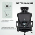 thumbnail image 4 of Ergonomic Mesh Office Chair with Adjustable Headrest & Lumbar Support - Black Task Desk Chair for Home Office, Dorm & Study - Space-Saving Design, 4 of 7