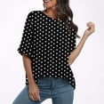 thumbnail image 5 of Hvyesh Women's Polka Dots Blouse Plus Size 3/4 Sleeve Shirts Tops Elegant Mock Neck Tunic Top Promociones exclusivas, 5 of 5