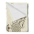 thumbnail image 2 of Folkloric Soft Flannel Fleece Throw Blanket, Abstract Floral Elements South Style Oriental Design Soft Color Scheme, Cozy Plush for Indoor and Outdoor Use, 70" x 90", Brown and Cream, by Ambesonne, 2 of 5