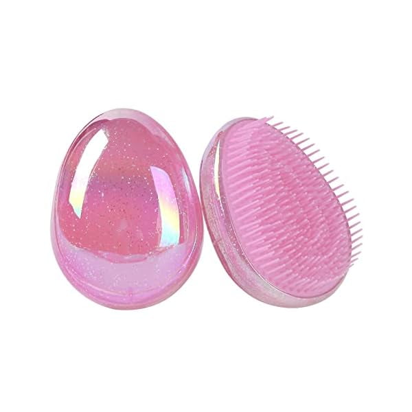 wonima11 Hair Brush, Detangling Brush Portable Travel, Glitter Egg Shape Anti Static Knots, Air Cushion Massage Detangler Brush for Adults Kids Curly Long Thick Dry Wet Frizzy Damaged Hair