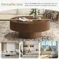 thumbnail image 5 of Kevinplus 31.5 inch Round Coffee Table with Sturdy Base, Modern Drum End Table for Living Room, Walunt, 5 of 10