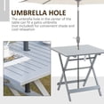thumbnail image 5 of Outsunny Foldable Dining Table, Square Wood Side Table, Portable Bistro Table with Umbrella Hole for Outdoor Patio, Garden or Backyard, Grey, 5 of 9