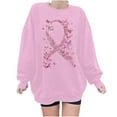 thumbnail image 2 of Fayshow0 Breast Cancer Awareness Accessories Support T-Shirt for Women Women's Round Printed Loose Fitting Sweatshirts Long Sleeve Hoodless Sweatshirts Pink, 2 of 4