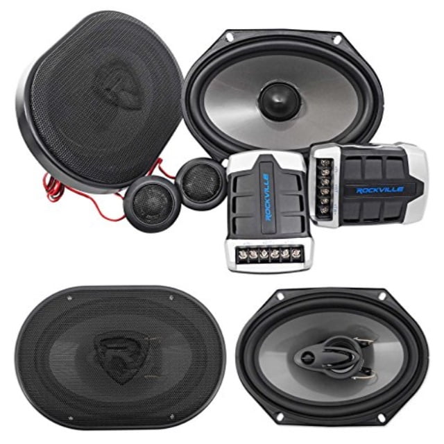 Pair Rockville RV68.2C 6x8 / 5x7 Component Speakers+6x8 Coaxial 3Way