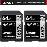 Lexar Professional SDHC / SDXC 1667x UHS-II 64GB Memory Card 2 Pack (LSD64GCBNA1667)