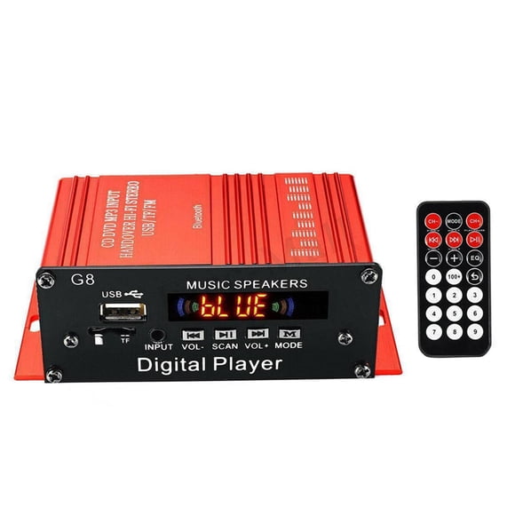 Receptor Estéreo Inalámbrico G8 200W Bluetooth 2 Canales Sunnimix 100W x 2 DC 12V Color Rojo