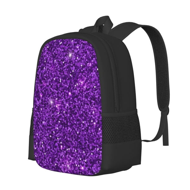 Balery Purple Glitter Mochila para hombre y mujer - Tela Oxford 600D resistente - Gran capacidad, resistente al agua, ideal para la escuela, viajes y senderismo