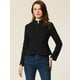 thumbnail image 3 of Chaqueta con bolsillo y cuello levantado para mujer Abrigo corto peplum con botones Negro M, 3 of 5