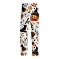 thumbnail image 6 of Domzest Mens Halloween Pajama Pants Drawstring Elastic Waisted Pumpkin Ghost Bat Graphic Pajama Bottoms Wide Leg Funny Sleepwear Khaki L, 6 of 6