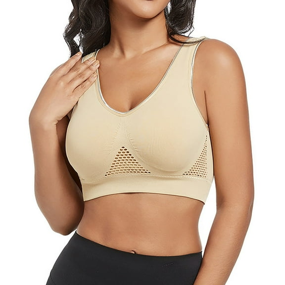 Everyday Bras for Women plus Sized Sports Bra 36c Bra Pack Low Support Sports Bras for Women Womens Wireless Bra Running Sports Bras Women Bras plus Size Front Closure Push up Bras Woman's Beige 6XL