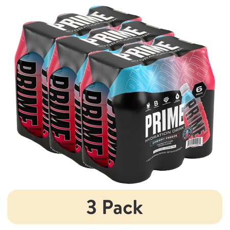 (3 pack) Prime Hydration Sports Drink, Cherry Freeze, 16.9 fl oz, 6 Pack, Bottles