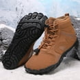 thumbnail image 5 of Barefoot Snow Boots for Women Men Lightweight Wide Toe Box Winter Warm High Top Outdoor Sneakers Water Resistant Ankle Booties Brown Size 8, 5 of 7