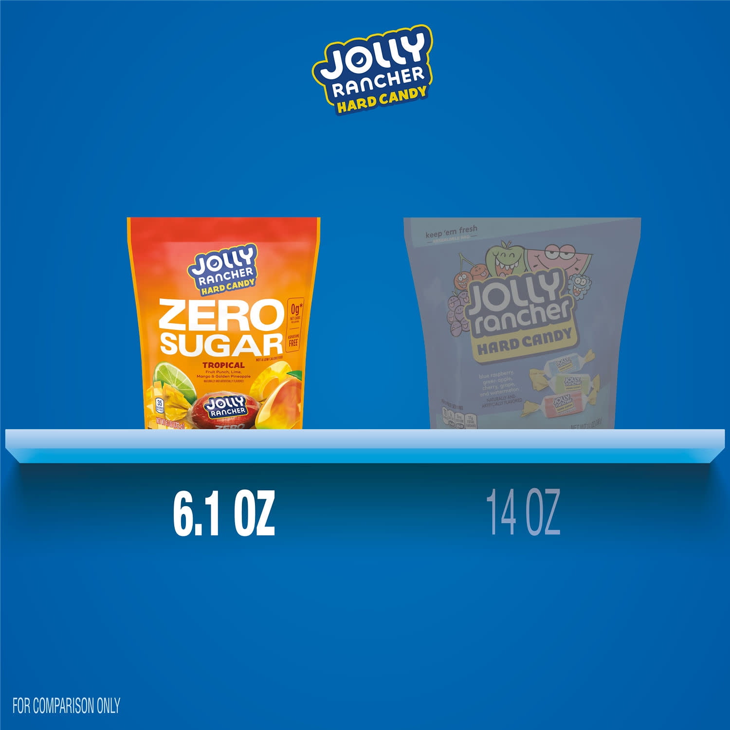 Jolly Rancher Zero Sugar Tropical Fruit Flavored Hard Candy, Bag 6.1 oz