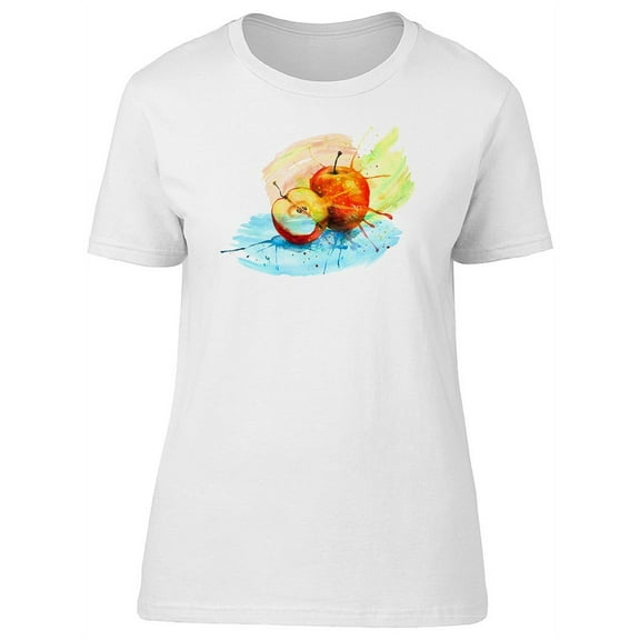 Cool Watercolor Apples T-Shirt Women -Image by Shutterstock, Female XX-Large