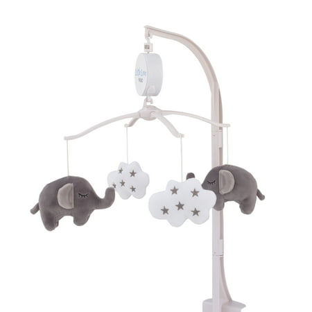 Little Love by NoJo Dream Big Little Elephant Grey and White Musical Mobile, Infant Nursery, Unisex