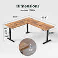 thumbnail image 2 of 62.9 Inch L-Shaped Standing Desk, Electric Height Adjustable Ergonomic Home Office Computer Desk with 3 Memory Buttons and Cable Management, Corner Desk for Home & Office Workstations, Rustic Brown, 2 of 8