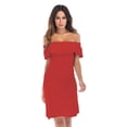 thumbnail image 1 of Women Off The Shoulder Ruffle Bodycon Club Party Mini Dress（red）,M, 1 of 5