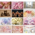 thumbnail image 2 of Photography Background Pink Boho Floral Balloons Girl Boy Birthday Party Cake Smash Portrait Backdrop Photo Studio Prop, 2 of 8
