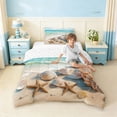 thumbnail image 4 of Erosebridal Sea Beach Starfish Print Full Size Comforter Sets For Kids,Coastal Nature Theme Sea Wave Animals Starfish Bedding Sets,Reversible,3pcs, 4 of 7