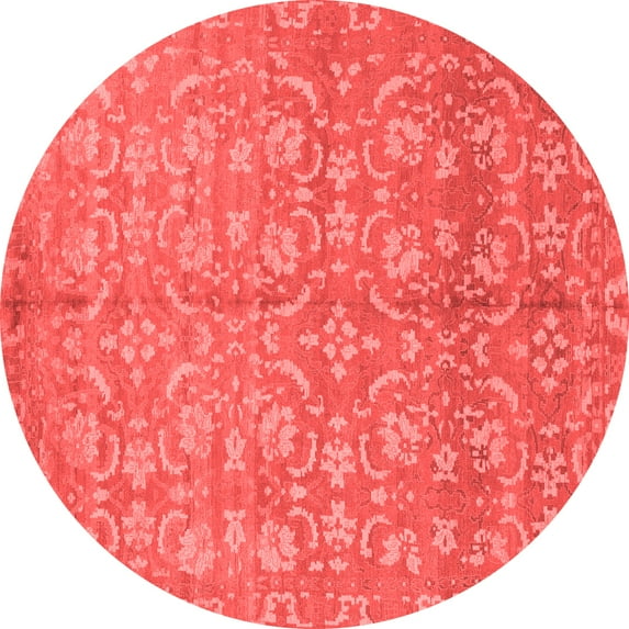 Ahgly Company Indoor Round Abstract Red Modern Area Rugs, 5' Round