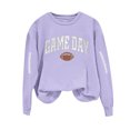 thumbnail image 3 of Xdegoge Football Sweatshirts for Women Game Day Letter Print Long Sleeve Casual Tops Crewneck Oversized Trendy Sweatshirt Loose Fit Lightweight Fall Fashion Clothes 2025, Purple M, 3 of 4