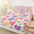 thumbnail image 3 of jejeloiu Kawaii Heart Print Twin Sheet Set (3-Piece) Valentine Graffiti Love Microfiber Decor, 3 of 7