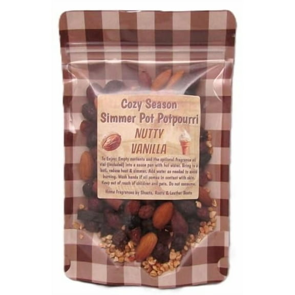Shoots, Roots & Leather Boots Nutty Vanilla Simmer Potpourri 3.5 oz Bag with 2ml Oil Vial Vanilla Cinnamon Almond Home Aroma Handmade in Tennessee