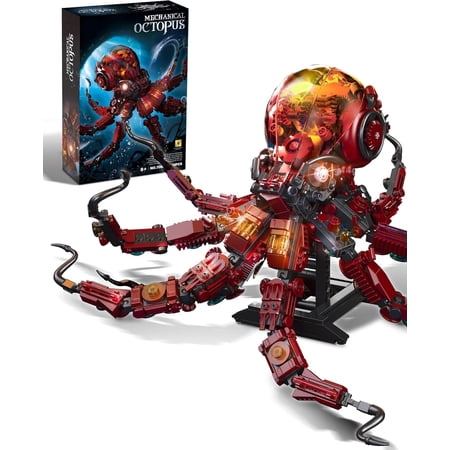 Mechanical Octopus Building Sets with Light, Ocean Animal Building Kits for Adults, Compatible with Lego Octopus, 882PCS STEM Toy for Teens Boys & Girls 14-16