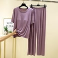 thumbnail image 2 of CQXIDFH Pajamas for Women Set Plus Size Sleepwear Set with Built-in Support Short Sleeve Top with Long Pants Loose Fit Lounge Sets Sleepwear, 2 of 9