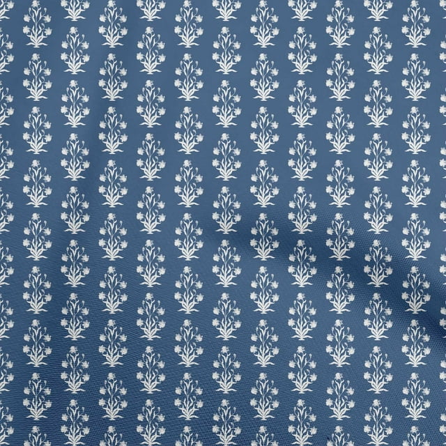 oneOone Polyester Spandex Navy Blue Fabric Asian Block Print Sewing Craft Projects Fabric Prints By Yard 56 Inch Wide