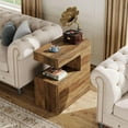 thumbnail image 3 of Tribesigns C-Shaped End Table, 25.59" Couch Side Table with 2-Tier Storage Shelf, Farmhouse TV Tray for Sofa, Living Room, Bedroom, 3 of 7