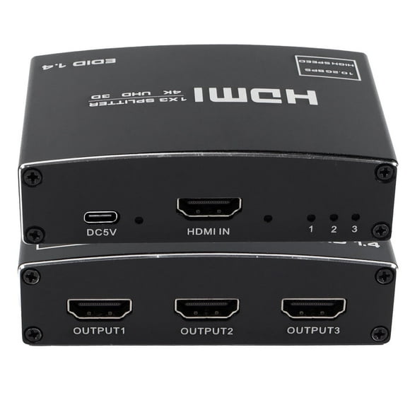 1x3 Répartiteur HDMI, 1 Entrée 3 Sorties Répartiteur HDMI Distributeur Audio Vidéo Supporte 3D & 4K x 2K Compatible pour HDTV, STB, DVD, PS3, Projecteur Etc