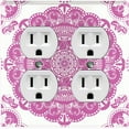 thumbnail image 1 of Metal Light Switch Plate Cover Mandala Pink White Flower Tile Pattern MDL069, 1 of 13