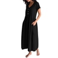 thumbnail image 6 of Guieoi Womens Dresses Plus Size 2026 New Trendy Summer V-Neck Casual Short Sleeve Pocket Long Maxi Dress Black XL, 6 of 9