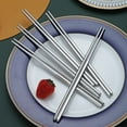 thumbnail image 3 of ReaNea Silver 10 Pairs of Reusable Chopsticks, Stainless Steel Metal Chopsticks, Japanese Chinese Korean Chopsticks 8.9 Inch, 3 of 8