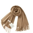thumbnail image 2 of CYSFASHION Shawl Wraps for Women Scarves Autumn And Winter With A Versatile Like Feel Tassels Style Warm Suitable As Neck Warmer Khaki Scarf, 2 of 4