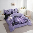 thumbnail image 3 of Feelyou Purple Princess Dress Bedding Comforter Set 7 Pieces, Dreamy Fairy Tale Full Bedding Set, Female Girls Kids Reversible Fitted Sheet Flat Sheet, Lightweight Room Decor, 3 of 7