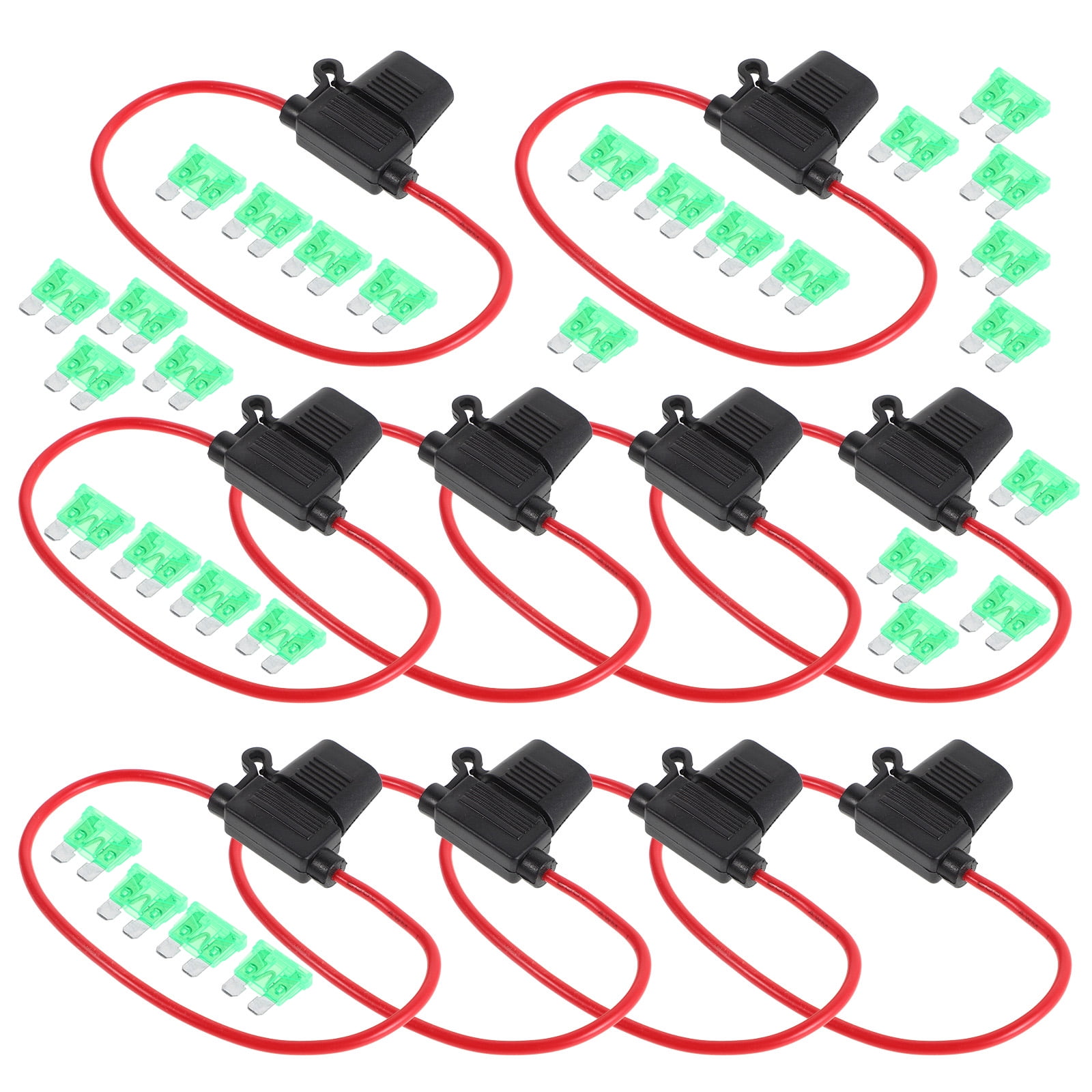 DEEPCRAFF 10Pcs Inline Fuse Holder Set with 30a Fuse for Automotive Motorcycle Boat and Marine Use