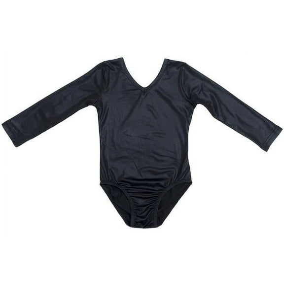 Wenchoice Shiny Black Long Sleeve Leotard Girl'S Xl(7Y-8Y)