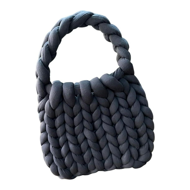 Bolso de hombro para mujer Sunnimix tejido grueso ligero negro