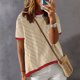 thumbnail image 1 of MKLEKYY Playeras Algodon Mujer Camiseta De Punto A Rayas De Manga Corta Con Cuello Redondo Informal De Verano Talla M, 1 of 3
