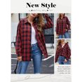thumbnail image 6 of Xuanfei Women Plaid Lapel Collar Button Down Long Sleeve Top, 6 of 6