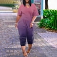 thumbnail image 6 of Kagetolytai Jumpsuit for Women Plus Size Plus Size Womens Casual V Neck Short Sleeve Zipper Overalls with Pockets Wide Long Jumpsuits (S-5XL) Lounge Sets for Women Purple 3X, 6 of 6