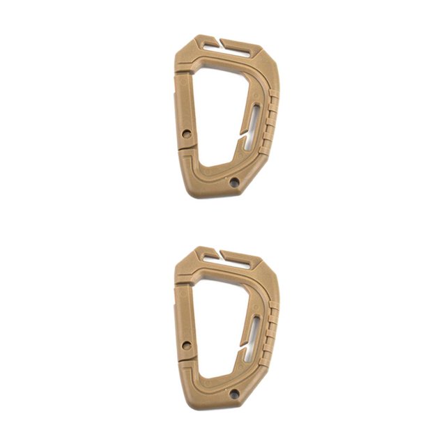 Soidarity Mosquetones de plástico en forma de D hebilla colgante llavero aventura anillo conector para escalada viaje supervivencia luz Marrón claro 2Conjunto