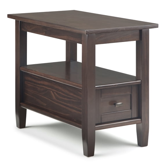 Simpli Home Warm Shaker Solid Wood 14 inch Wide Transitional Narrow Side Table in Tobacco Brown